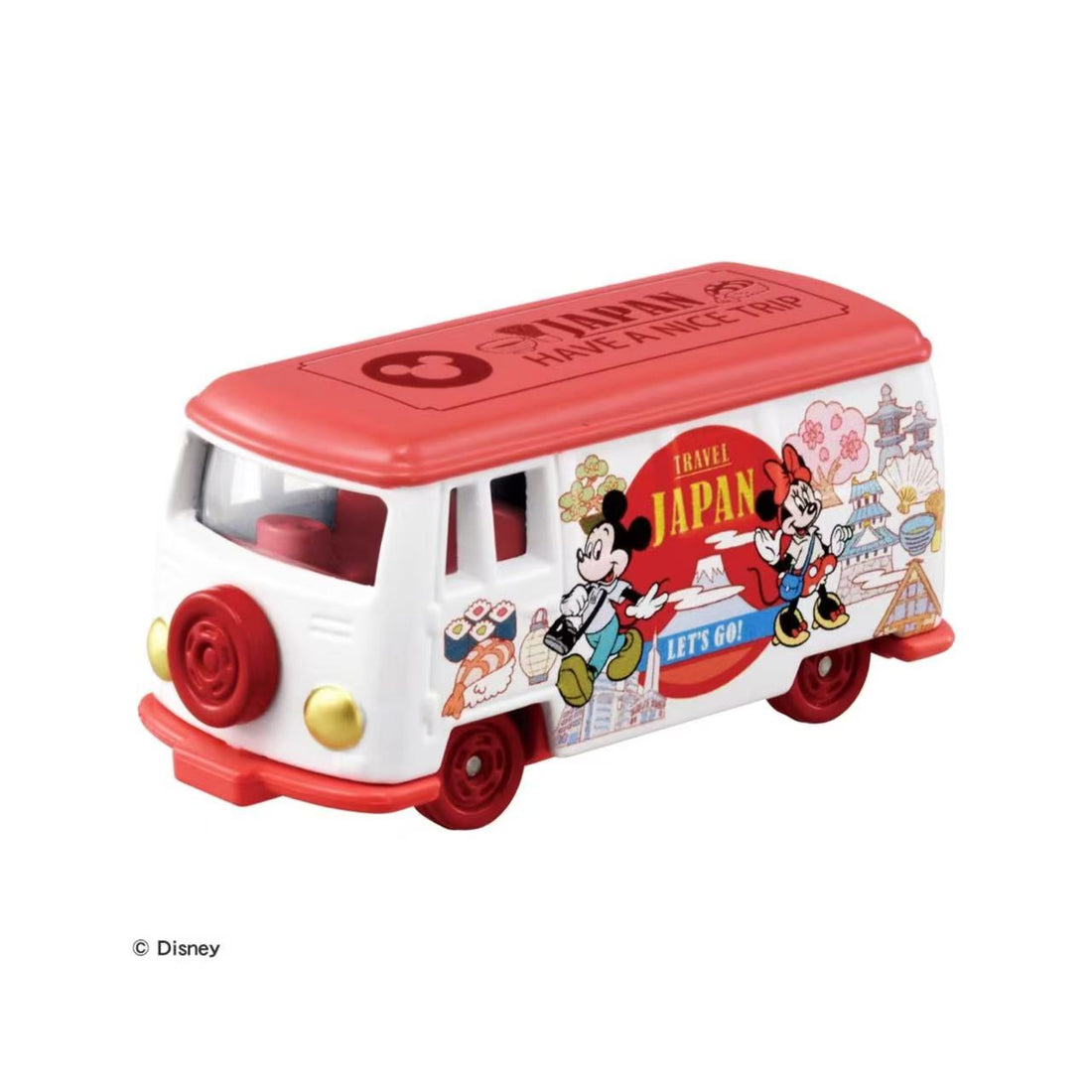 Tomica|Dream Tomica SP Disney Travel Collection 多美卡 × 迪士尼限定粉色露营旅行巴士模型玩具/摆件|约7.8 x 4.2 x 4 cm