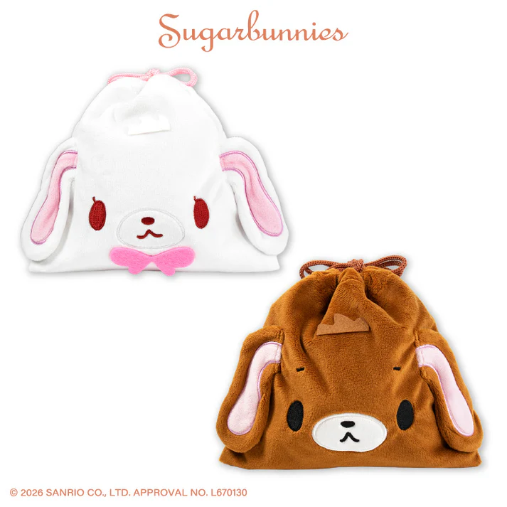 Sanrio|Sugarbunnies Fluffy Drawstring Bag|20cm x 19.5cm approx.