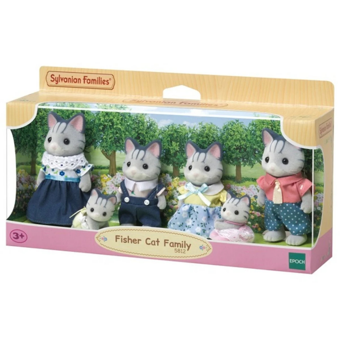 SylvanianFamilies森贝儿家族|Fisher Cat Family渔夫猫六口家庭站宝套组/玩具/过家家5812