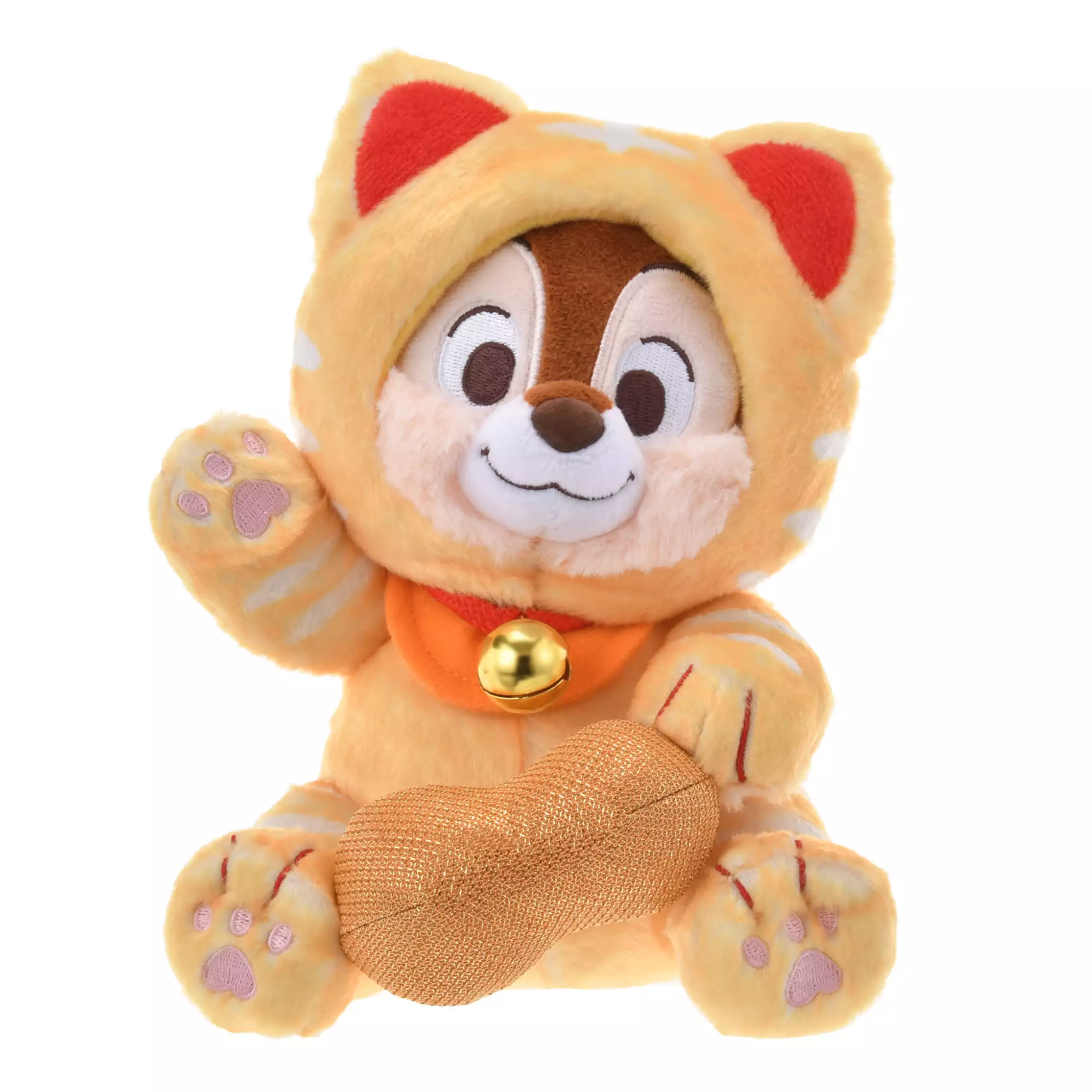 Disney|New Year Collection Plush Toy-Lucky Cat Figure新年招财猫系列奇奇蒂蒂坐姿毛绒玩偶/公仔/可脱帽|約 高さ19.5×幅15×奥行き15.5(cm)