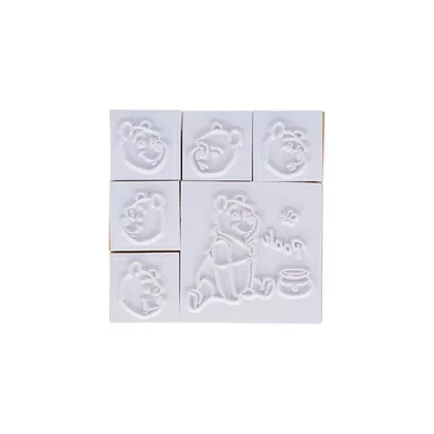 Disney迪士尼|Winnie the Pooh维尼熊噗噗木制邮票印章套装第8版|約70mm x 70mm x 30mm