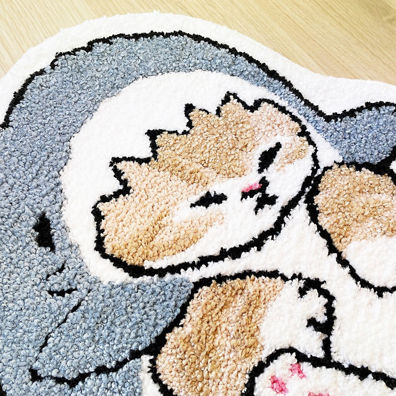 Mofusand|鲨鱼猫造型卧室/床边/客厅防滑地毯|約H10×W600×D450mm