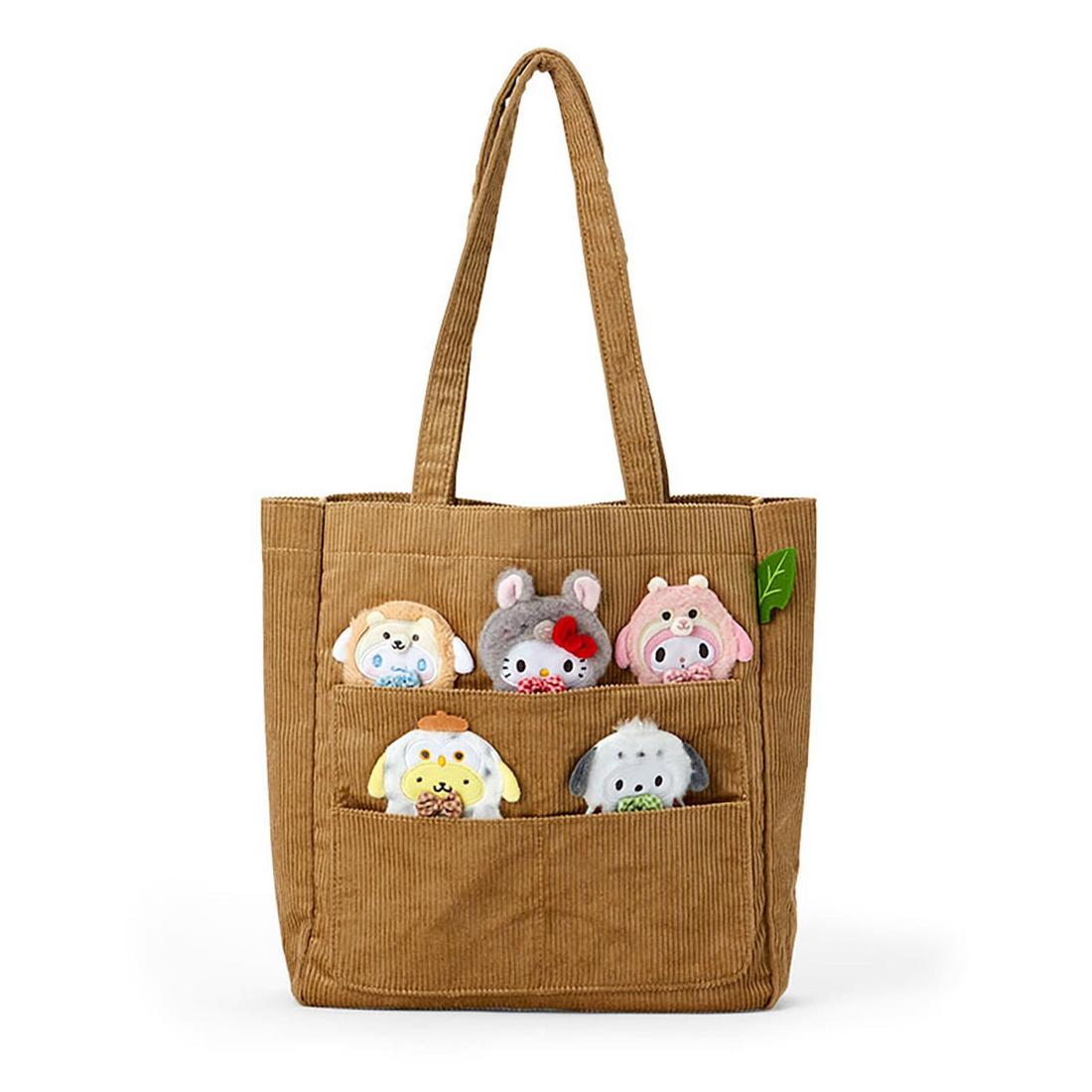 Sanrio三丽鸥|Tote Bag/Forest Small Animals秋日森林小动物系列条纹灯芯绒托特包/单肩包|约31×9×32cm