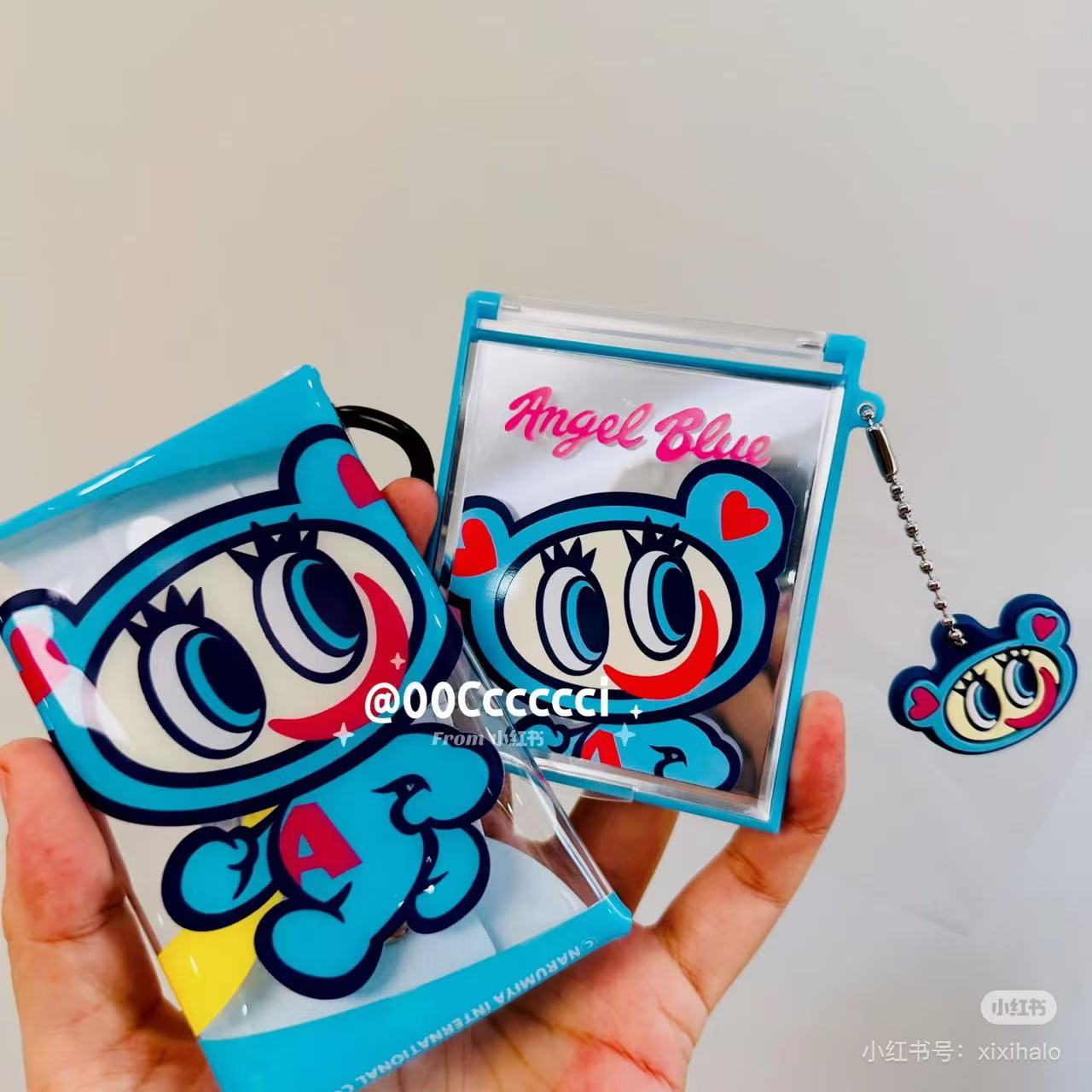 Angel Blue|Folding Mirror with Mascot-Nakamura Kun|70×85×6mm approx.