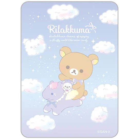 Rilakkuma轻松熊| Fluffy Photo Keychain Key Holder Sky Cotton Candy San-X天空白云棉花糖系列毛绒卡套|约H130×W90×D15mm