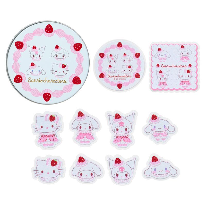 Sanrio|Strawberry Whipped Cake Flake Sticker Set & Tin Case|8×8×2.5cm approx.