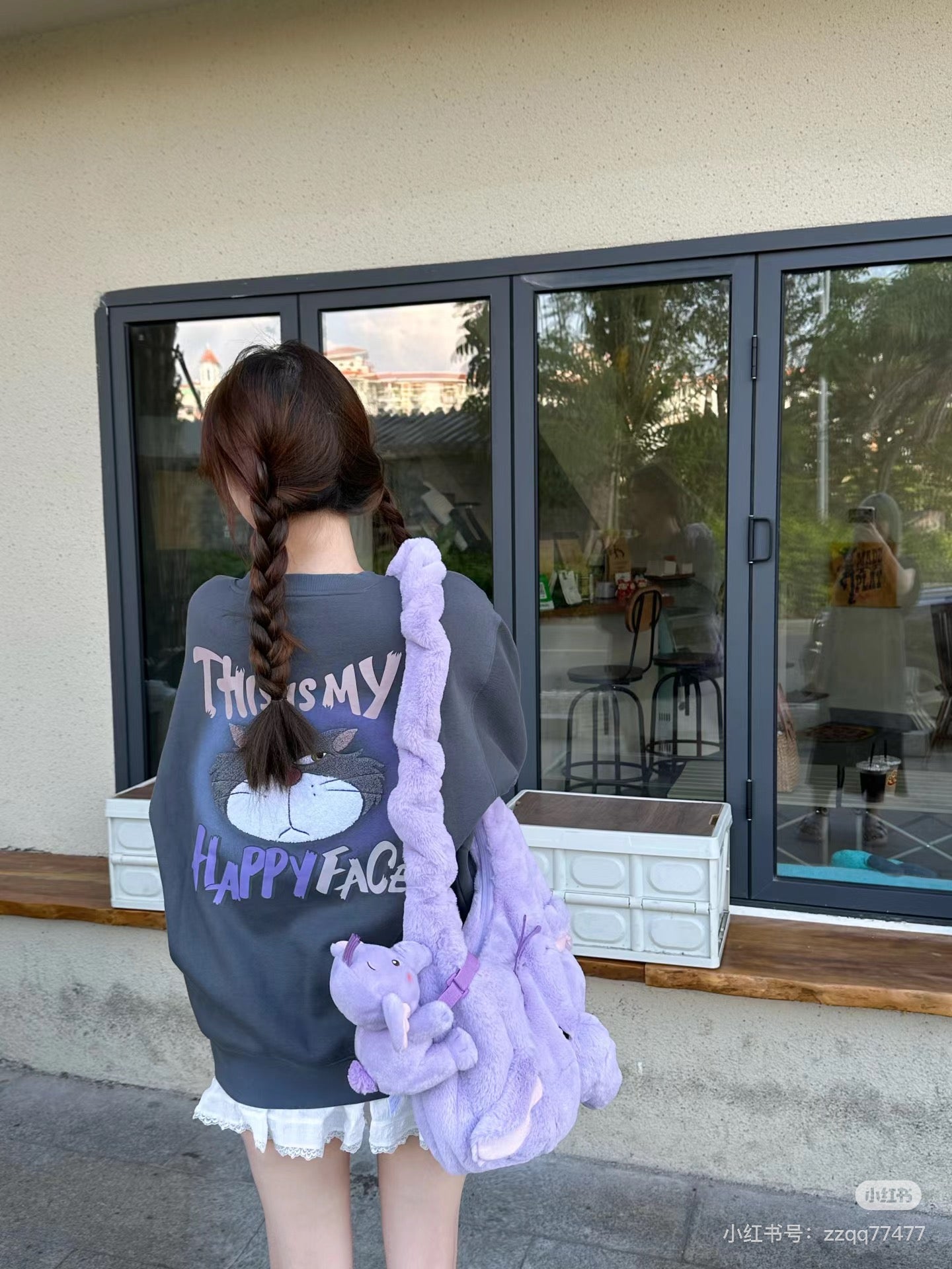 Disney SH|萌动秋日毛茸茸大脸斜挎包/肩带可伸缩调节一包三用