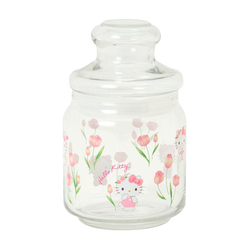 Sanrio|Watercolor Flower Jar Glass Canister Storage Case|9×9×14.5cm approx.