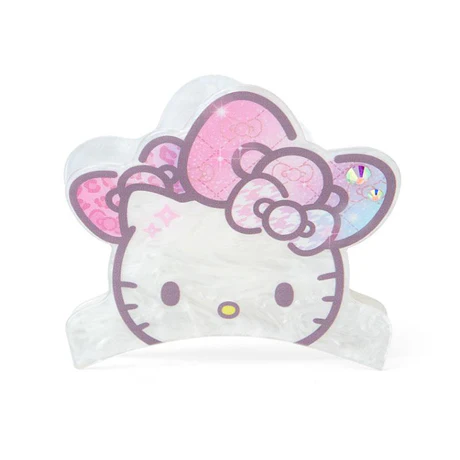 HelloKitty凯蒂猫|Vance Clip Hair Birthday 50th The Fashionable Ribbons Sanrio50周年生日限定彩虹渐变水钻蝴蝶结珍珠贝母亚克力抓夹/发夹|约 W8.2×D4×H7.3cm