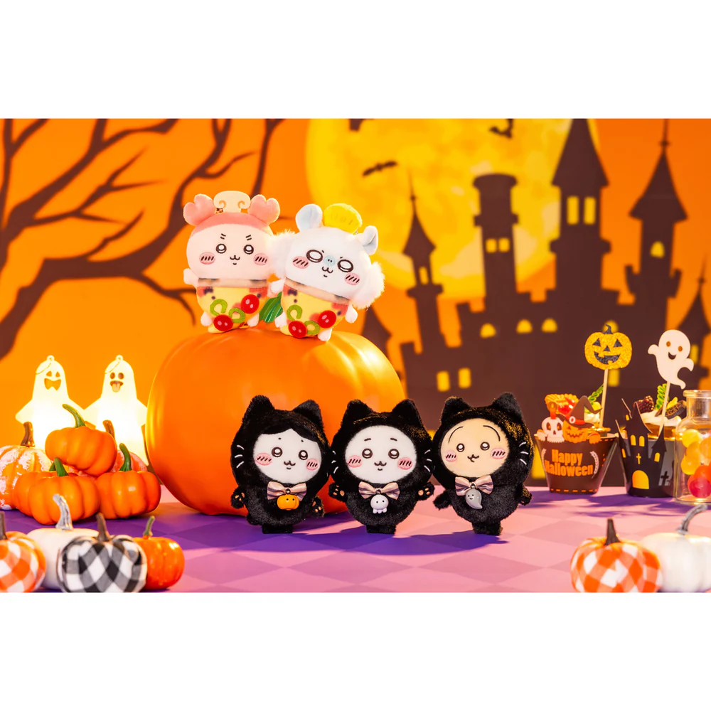 Chiikawa 吉伊卡哇|Plush Keychain Usagi Black Cat Ver万圣节限定黑猫毛绒玩偶挂件/包挂/铃铛会响很可爱|约H120×W85×D70mm