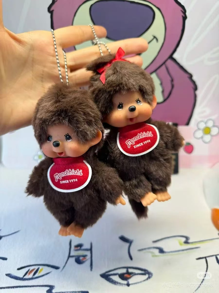 Monchhichi|Anime Character Mascot Holder /Plush Keychain|H13.5 x W8.5 x D5.5cm approx.