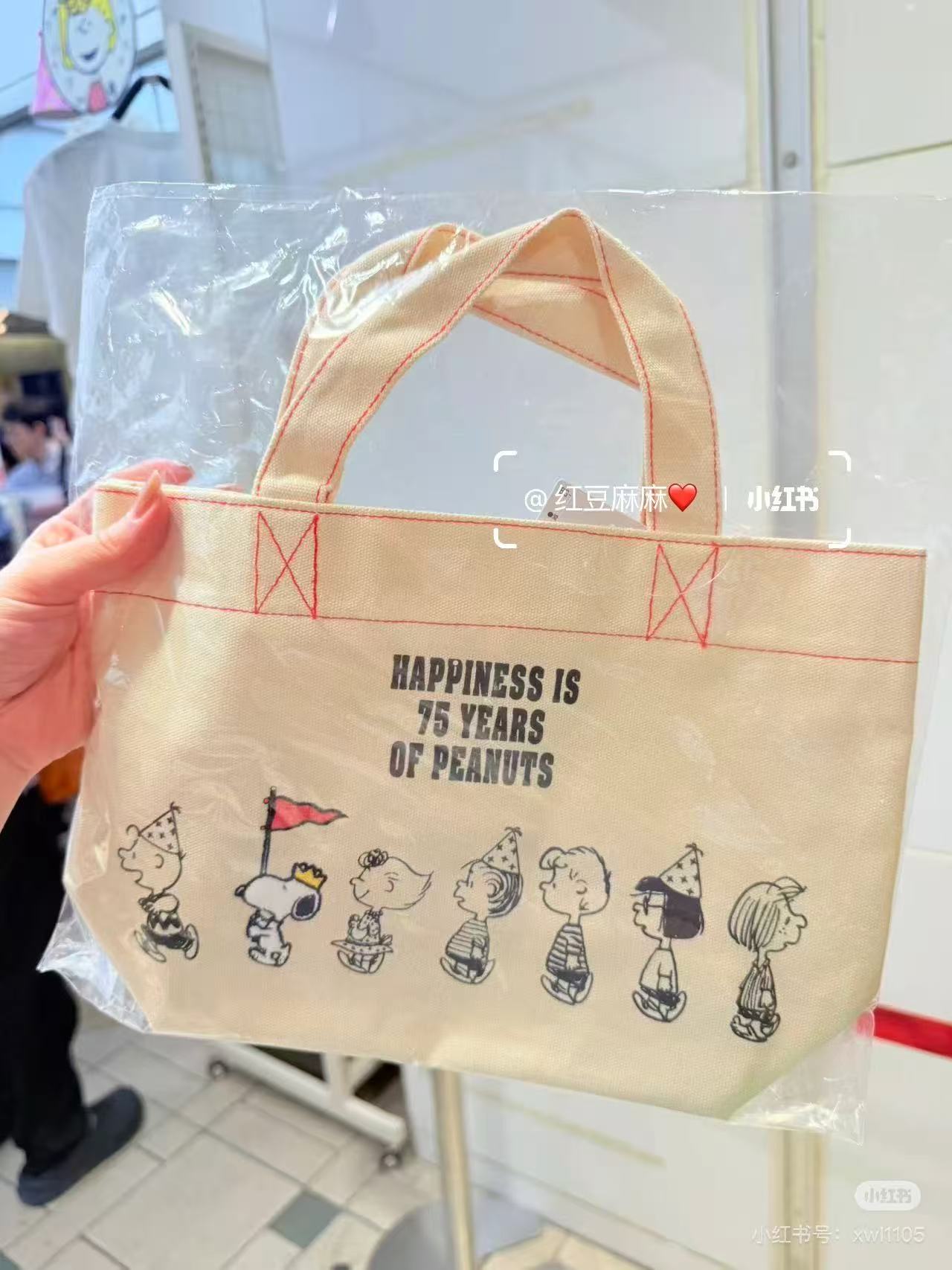Snoopy|Peanuts 75th Anniversary Mini Tote Bag | H20 x W30 x D10cm approx.