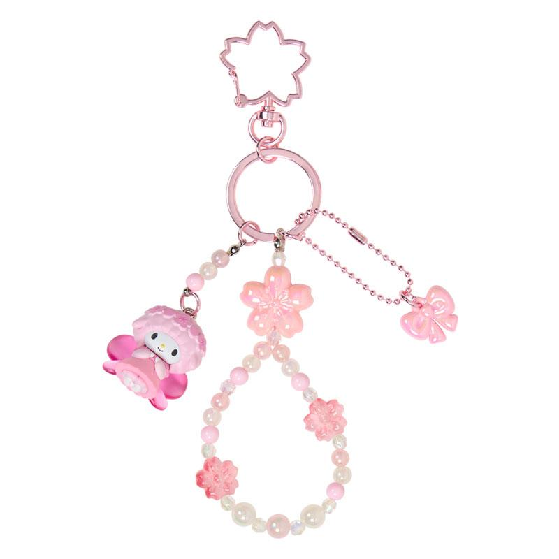 Sanrio|Sakura Cherry Blossom Fairy Flower Bead Keychain Strap with Mascot|10.5 x 6.6 x 2.7cm approx.