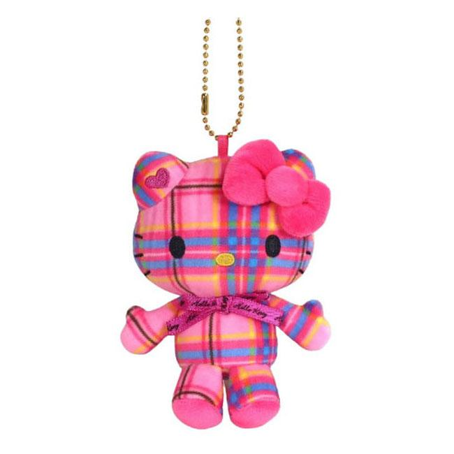 HelloKitty|Sanrio 50th Anniversary Collection Tartan Mascot Holder /Plush Keychain| 85x100x45mm approx.