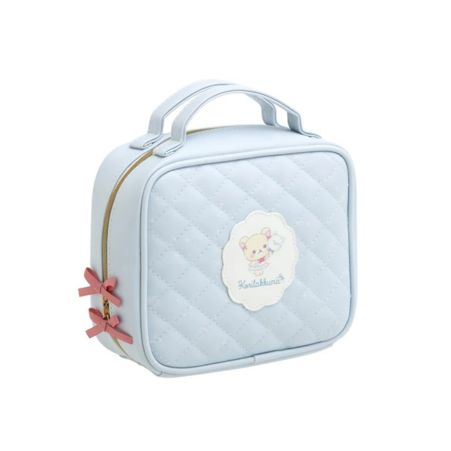 Rilakkuma轻松熊|Korilakkuma Cosmetic Pouch Sky Cotton Candy San-X天空白云棉花糖系列菱格纹大容量化妆包/收纳包|约150×180×60mm