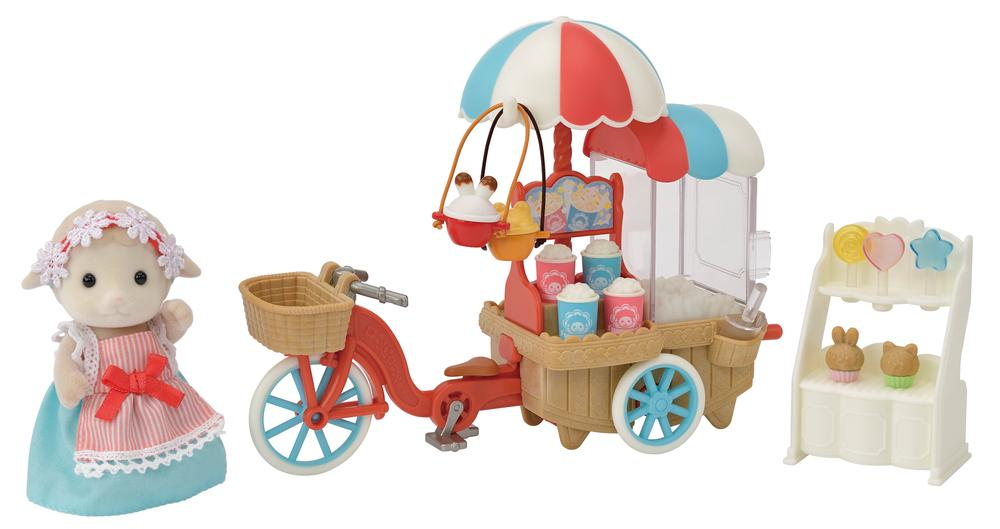 SylvanianFamilies森贝儿家族|Popcorn Delivery Trike-Sheep Mother Barbara羊妈妈爆米花贩卖车摊套组/三轮车摊可拆卸5653
