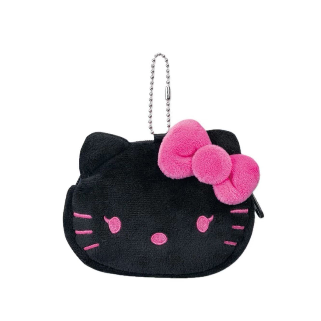 Sanrio三丽鸥|avail 联名Hello Kitty凯蒂猫脸型黑粉毛绒零钱包/挂件/包挂|约8x11 cm