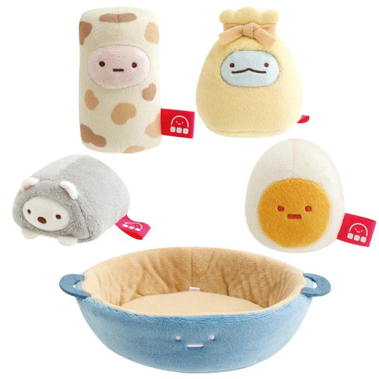 Sumikko gurashi角落生物|Waku Waku Tapioca Convenience Store - Oden Plush Toy Set San-X哇哇哇木薯便利店关东煮毛绒玩偶套组/手玉|约80×160×155mm