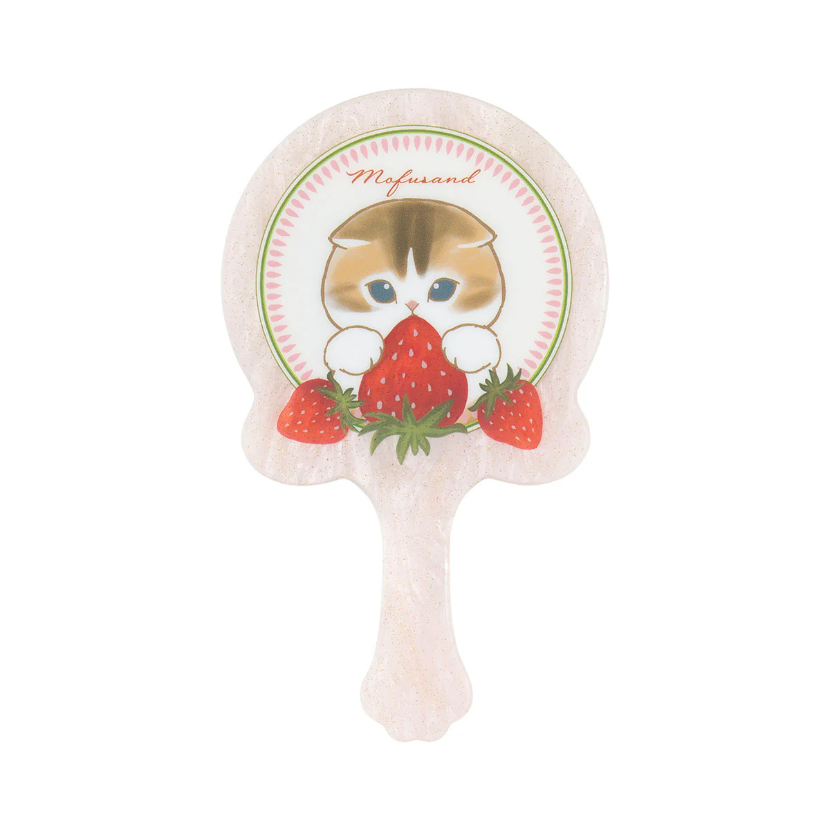 Mofusand|Merci Strawberry Acrylic Mini Hand Mirror|H110 x W65 x D5mm approx.