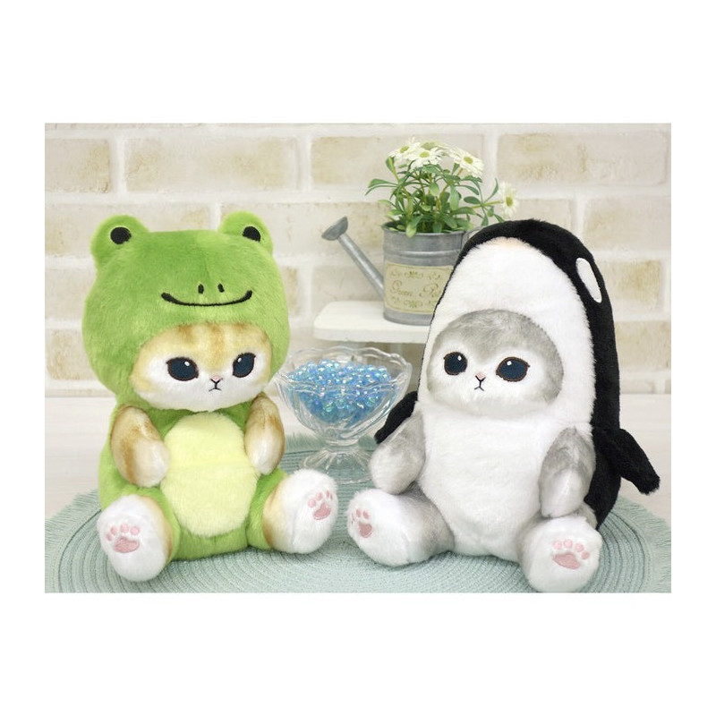 Mofusand|Chubby Potetama Plush Toy - Frog Cat : Kaeru Nyan Beige | 200×130×130mm approx.