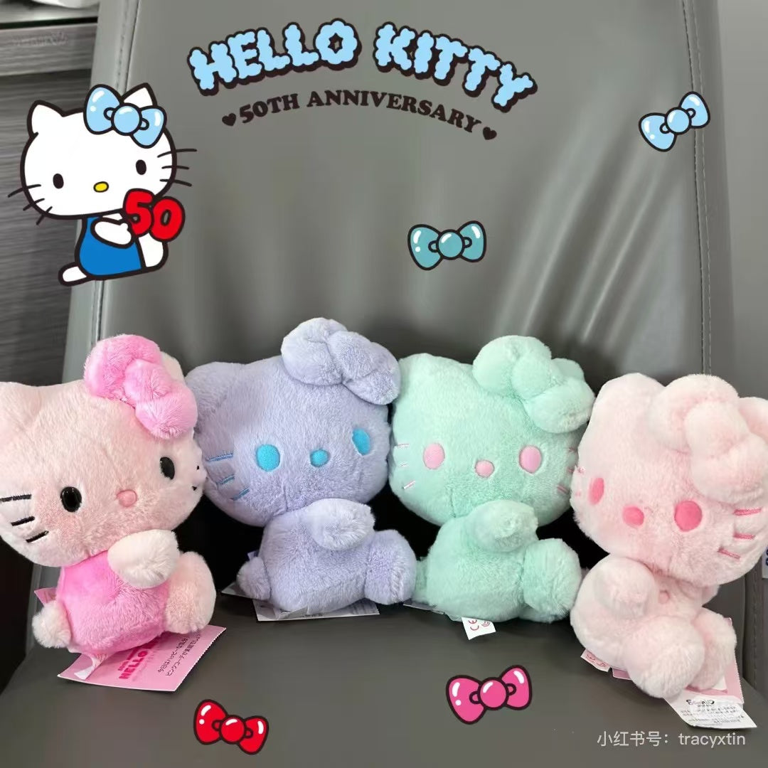 HelloKitty凯蒂猫|Sanrio Hello Kitty 50th Anniversary50周年限定缤纷24色colors毛绒玩偶/公仔 |约12.5 x 9.8 x 15 cm