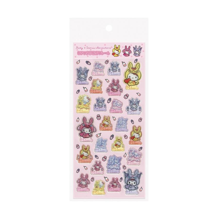 Sanrio|Kirafuchi Resin Stickers Rody x Sanrio Characters Mix|19.5cm x 9cm approx.