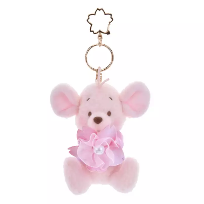 Disney迪士尼|Cherry Blossom Sakura 2025Collection Mascot Keychain 东迪2025年限定樱花粉坐姿可爱角色毛绒玩偶钥匙扣挂件/包挂/樱花造型钥匙圈| 约高 12 x 宽 10 x 深 12.5 (cm)