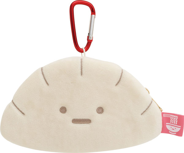Sumikko gurashi角落生物|Gyouza Plush Pouch拉面店系列毛绒饺子造型登山扣挂件包/零钱包/正反面都可爱|约80 x 140 x 10mm