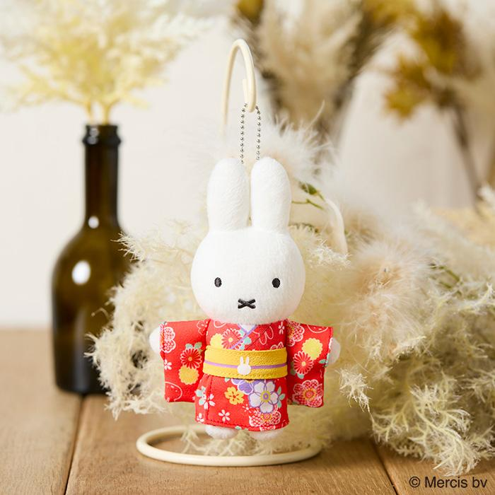 Miffy|Kimono Flower Mascot Holder /Plush Keychainr|H17×W11.5×D4.5cm approx.