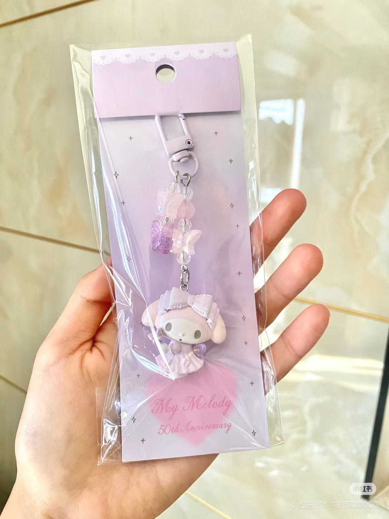 【limit 1/ entire series】Sanrio|My Melody 50th Anniversary keychain/ Phone Charm|W3.5 x D2 x H11 cm approx.