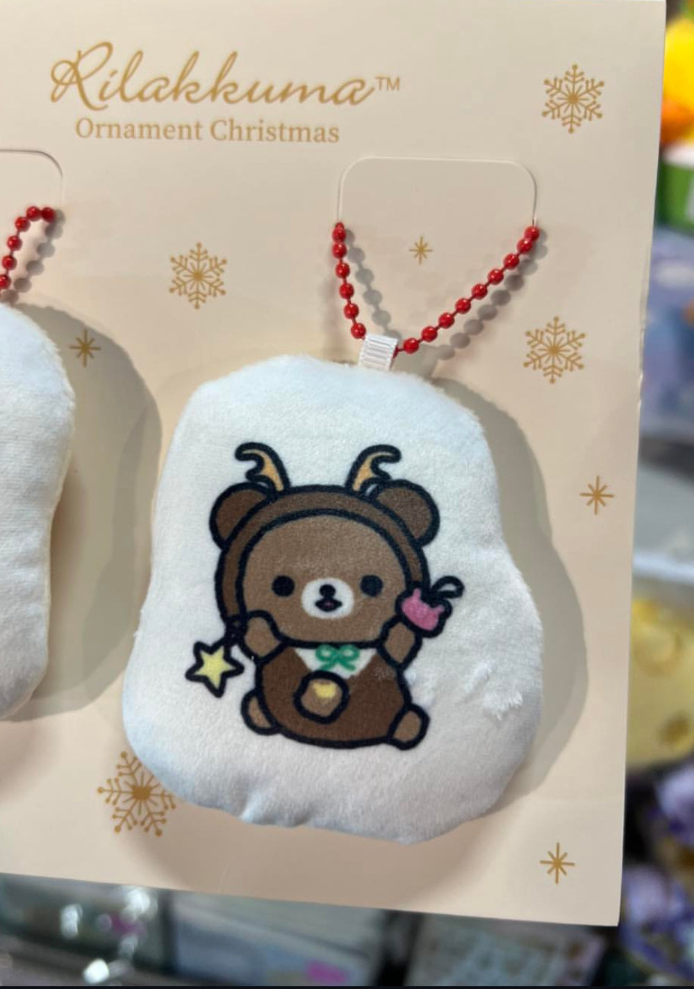 Rilakkuma轻松熊|2024圣诞限定Korilakkuma小白熊&Chairoikoguma小棕熊软糯挂件套组/包挂/正反面都可爱|每个约72 x 77mm