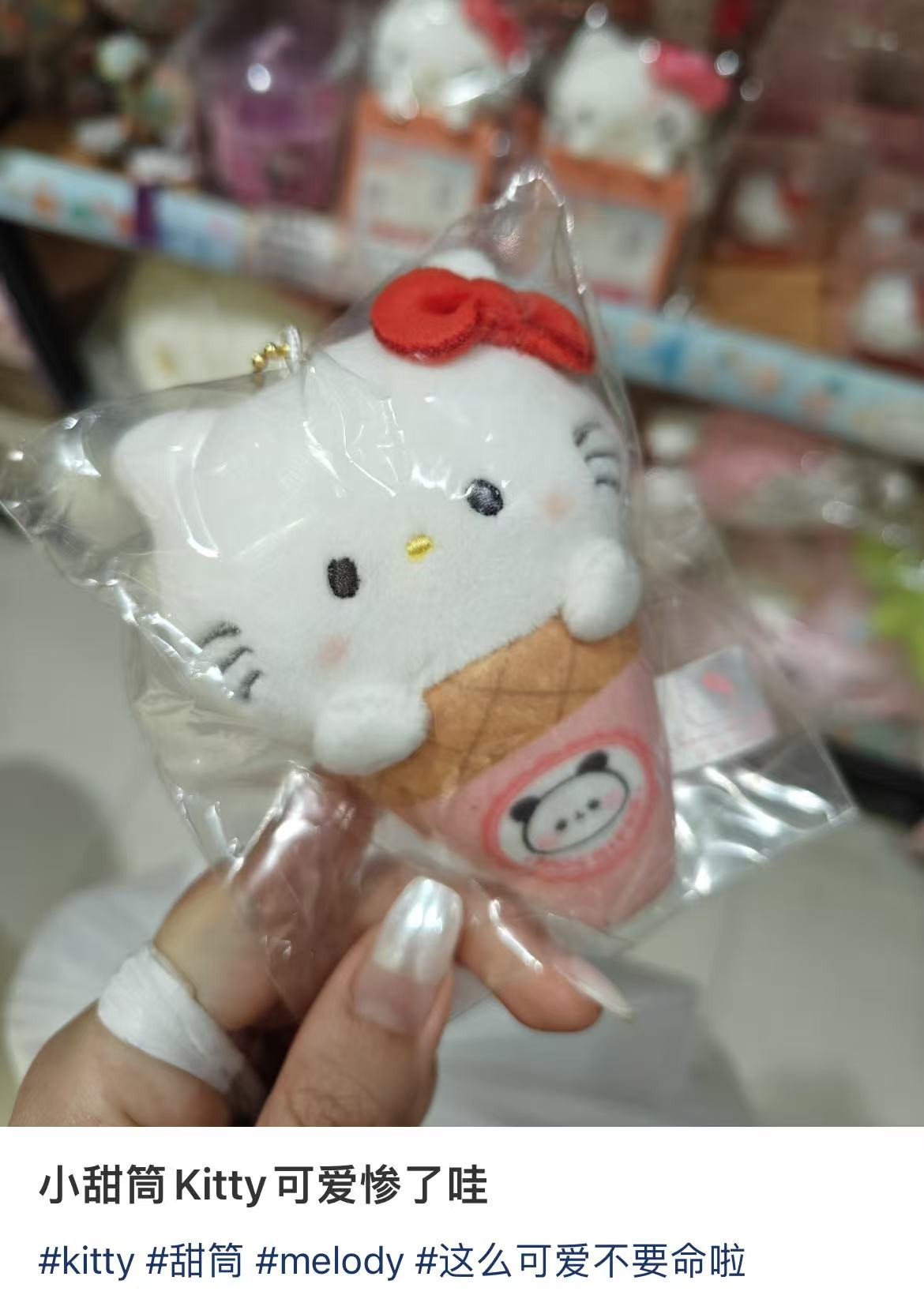 Sanrio|Mochimochi Panda Ice Cream Mascot Holder /Plush Keychain|120×100×55mm approx.