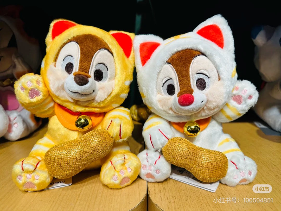 Disney|New Year Collection Plush Toy-Lucky Cat Figure新年招财猫系列奇奇蒂蒂坐姿毛绒玩偶/公仔/可脱帽|約 高さ19.5×幅15×奥行き15.5(cm)
