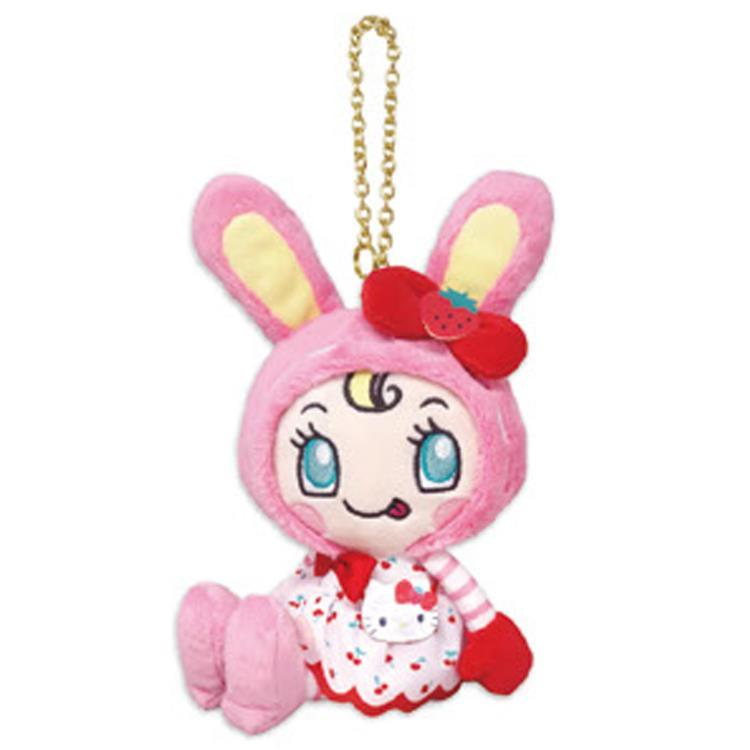 Sanrio|Mezzo Piano Rabbit Berrier-chan Cherry Dress Mascot Holder /Plush Keychain|15cm approx.