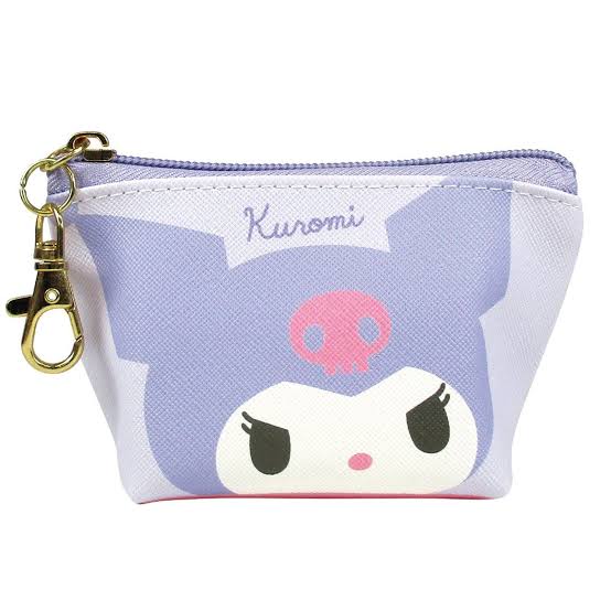Sanrio|可爱十字纹皮质感小饺子包/化妆包/零钱包/钥匙扣/正反图案|约68x115x50mm