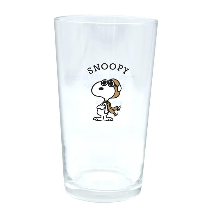 Snoopy|Flying Ace限定玻璃饮料杯/正面图案反面字/飞行员|305ml