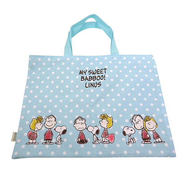 Snoopy|奶蓝波点My Sweet Babboo linus限定日本制大容量棉质可肩背可手拎包|約42×30cm
