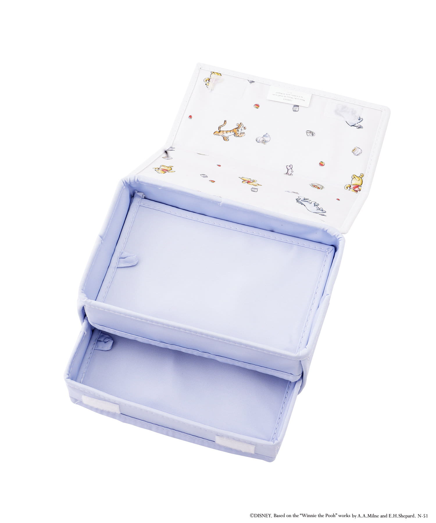 Disney|winnie the pooh噗噗双层收纳盒/收纳箱/可折叠|約幅23×奥行15×高さ12cm