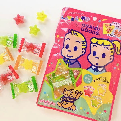 扇雀飴|osamu原田治五彩星星水果硬糖/附赠2张osamu贴纸|85g【24.03】
