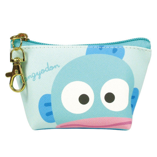 Sanrio|可爱十字纹皮质感小饺子包/化妆包/零钱包/钥匙扣/正反图案|约68x115x50mm
