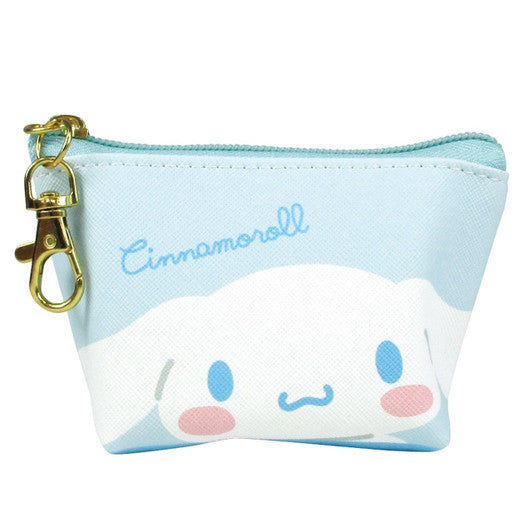 Sanrio|可爱十字纹皮质感小饺子包/化妆包/零钱包/钥匙扣/正反图案|约68x115x50mm
