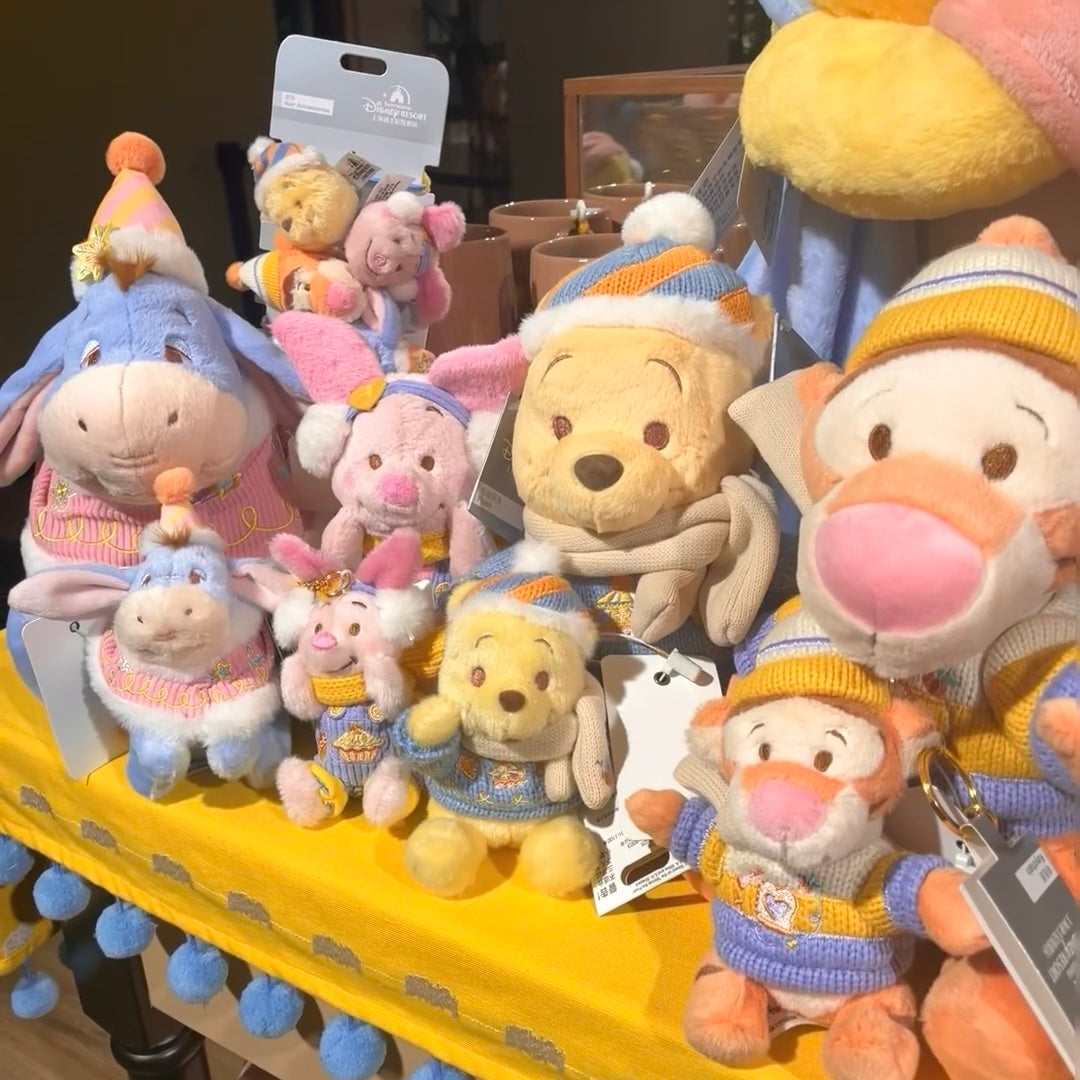 Disney SH｜冬日维尼和朋友们限定戴毛茸茸帽子围巾挂件