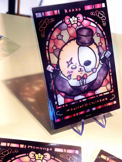 Chiikawa 吉伊卡哇｜Magical Chikawa Stained Glass Style Clear Card魔法少女系列彩色玻璃窗亚克力可爱角色透光卡片｜约H148×W100mm