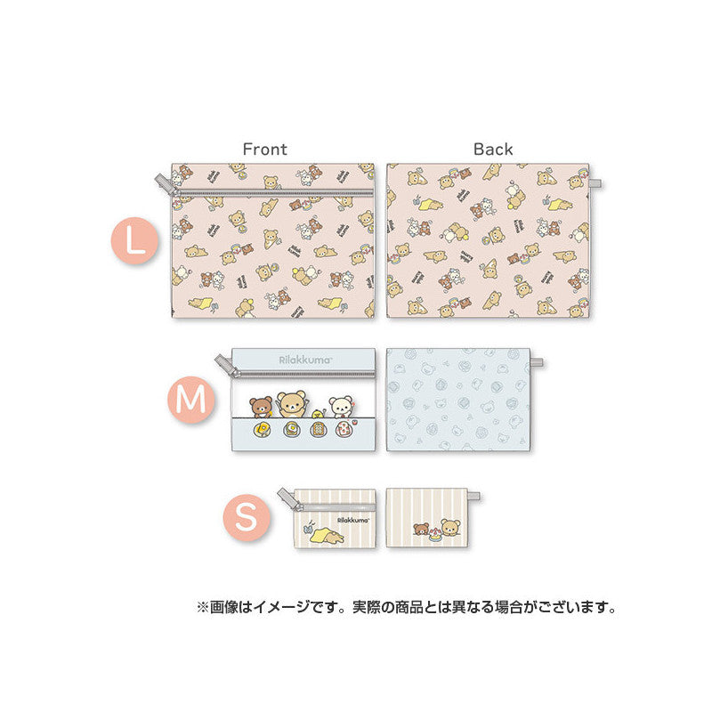 Rilakkuma轻松熊｜不同大小三连收纳袋｜L: 270 x 210 mm/M: 190 x 140 mm/S: 110 x 80 mm.