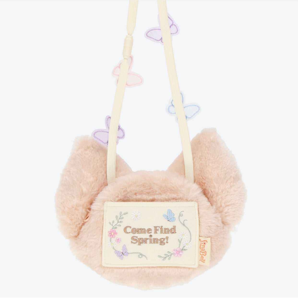 Disney迪士尼｜2024东迪春日复活节限定贝儿大头包/肩带上有蝴蝶/背面刺绣卡位也超美｜约19*20cm/肩带约100cm