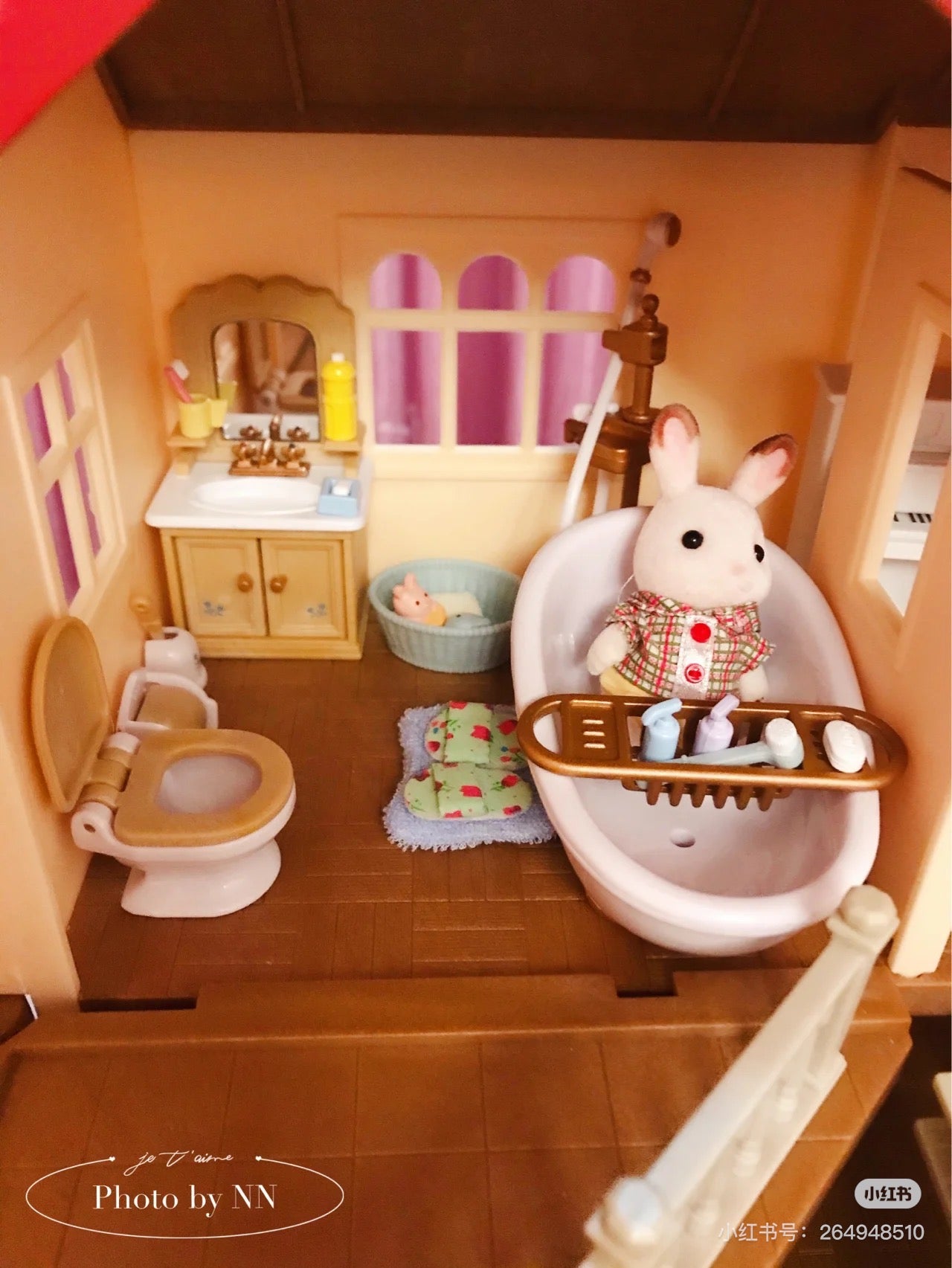 SylvanianFamilies森贝儿家族｜Chocolate Rabbit Brother Set巧克力兔弟弟家具浴室套组/玩具/过家家5015