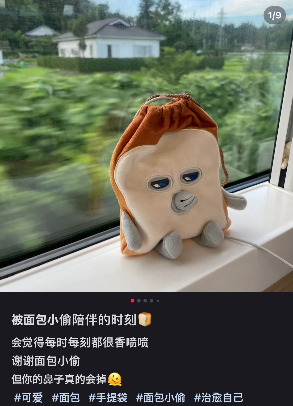 hobonichi｜面包小偷吐司形状巾着包/束口袋/收纳袋/防水内里设计｜约21cm×17cm×1cm