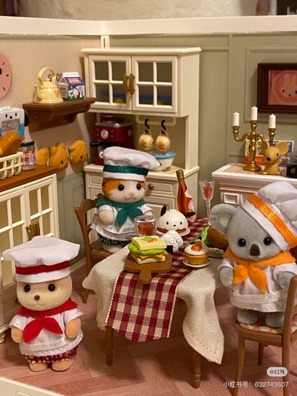 【限购1】SylvanianFamilies森贝儿家族｜ Baby Trio Bakery Epoch Calico Critters烘焙厨师站宝套组