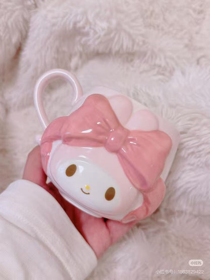 Sanrio三丽鸥｜My Melody Birthday 50th Anniversary Princess Ribbon Mug Princess Ribbon Tote Bag 美乐蒂50周年生日粉桃甜心系列浮雕马克杯/水杯/正反面都可爱｜约300ml