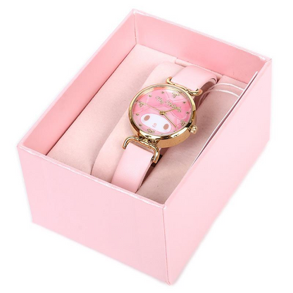 Sanrio三丽鸥｜My Melody Birthday 50th Anniversary Princess Ribbon Watch美乐蒂50周年生日粉桃甜心系列粉色表盘/金色指针手表｜约幅3×奥行0.8×高さ2.8cm